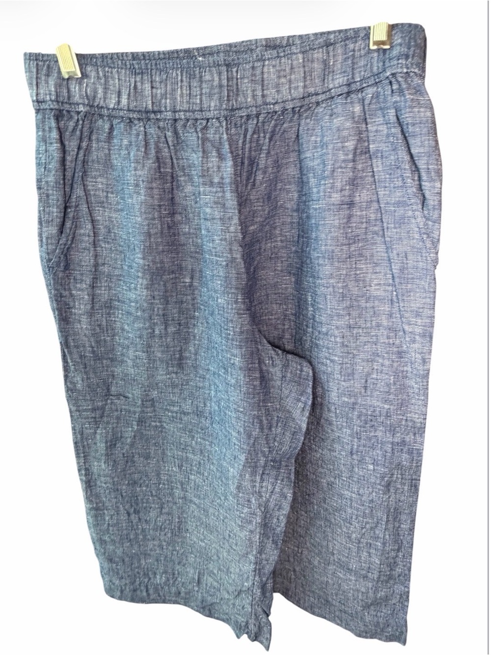 Sigrid Olsen women’s Blue 100% linen cropped wide leg pant size S
